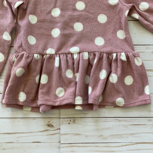 Girls Mauve & Cream Long Sleeve PolkaDit Tunic Top - Picture 4 of 5